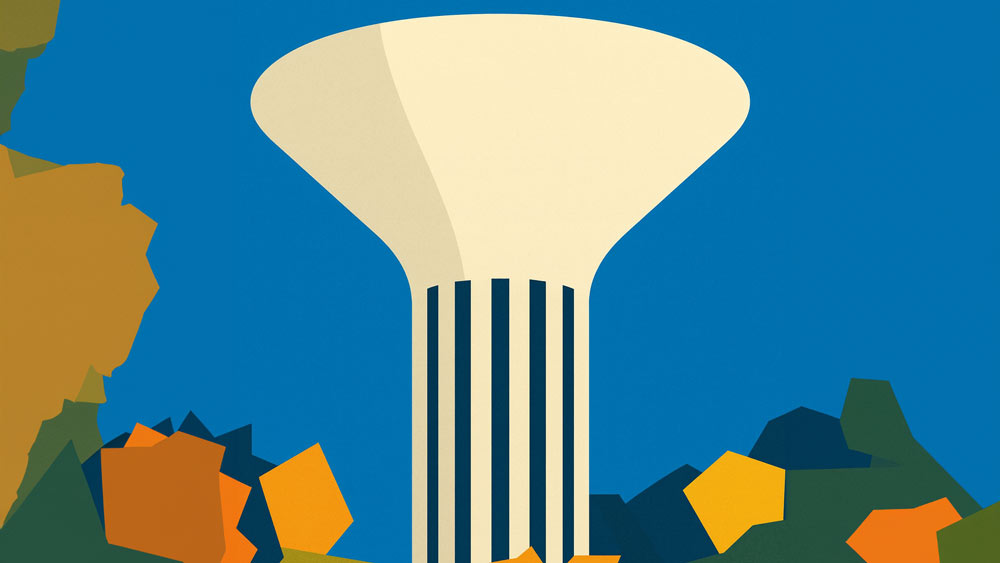 Ett animerat vattentorn